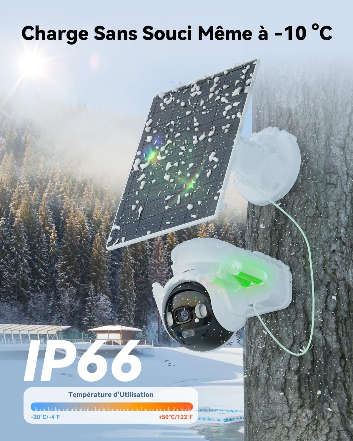 Caméra IP Wi-Fi et 4G 5MP avec batterie, panneau solaire et détection humaine