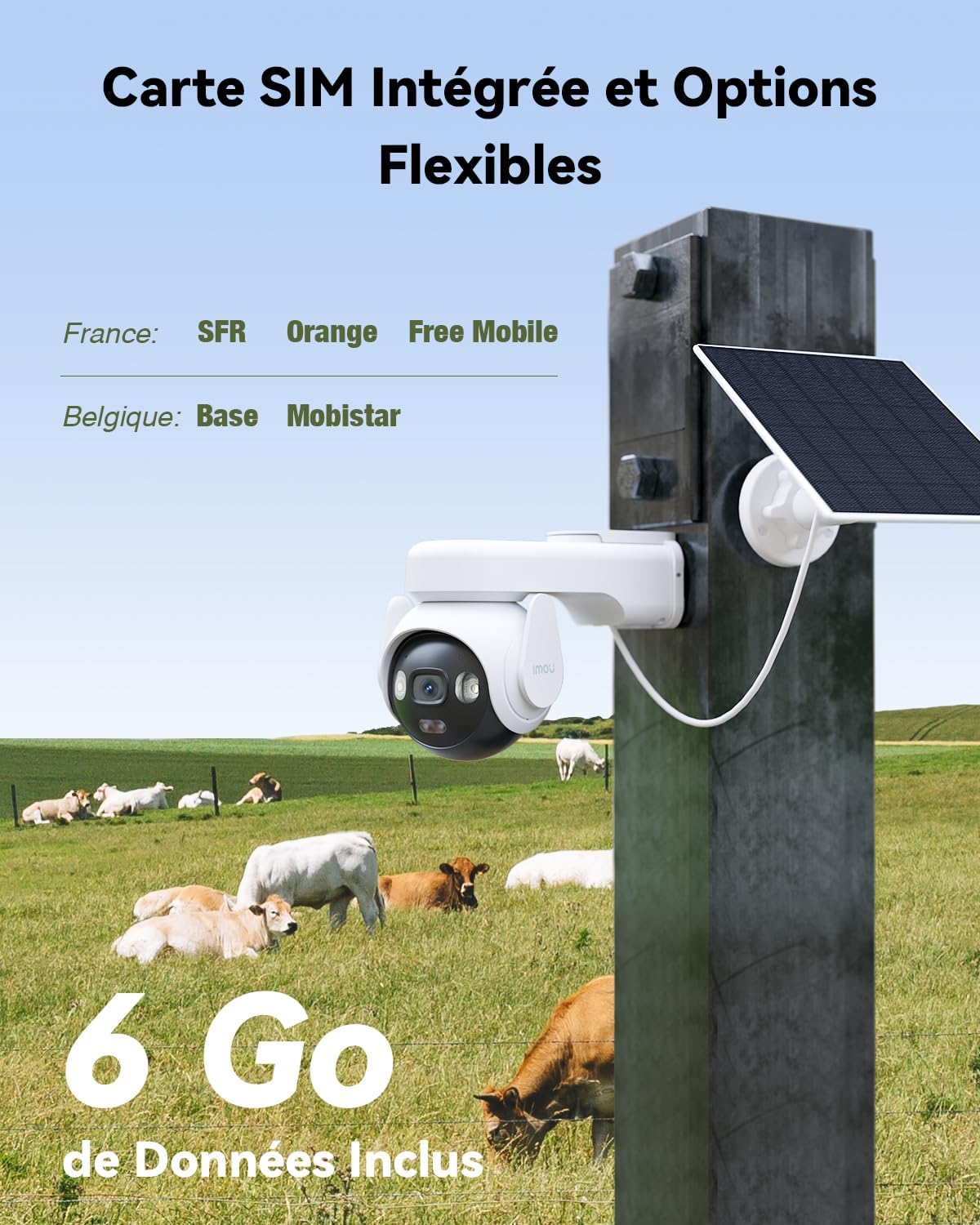 Caméra IP Wi-Fi et 4G 5MP avec batterie, panneau solaire et détection humaine