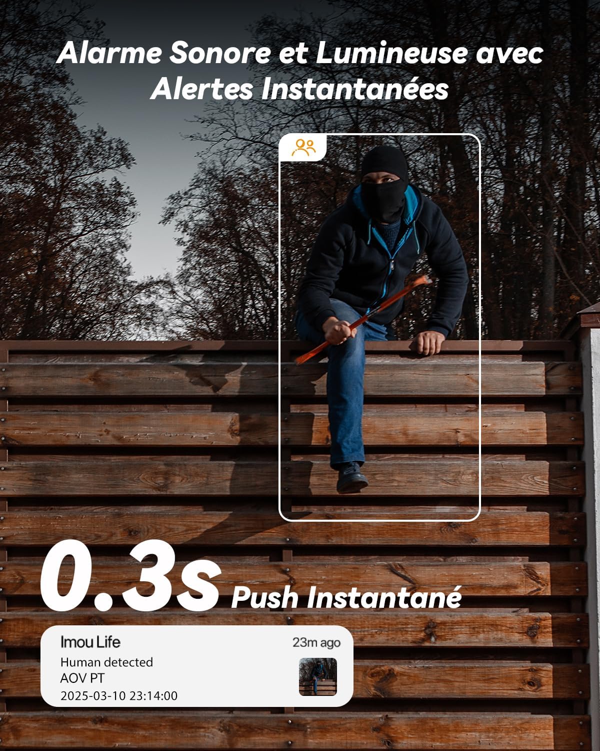 Caméra IP Wi-Fi et 4G 5MP avec batterie, panneau solaire et détection humaine
