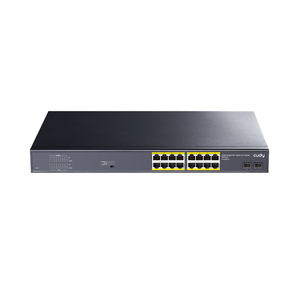 6 ports Gigabit 10/100/1000 BASE-T, 19 pouces, emplacement SFP 2-1000 BASE-X, 16 ports IEE 802.3 - SECUROTOP