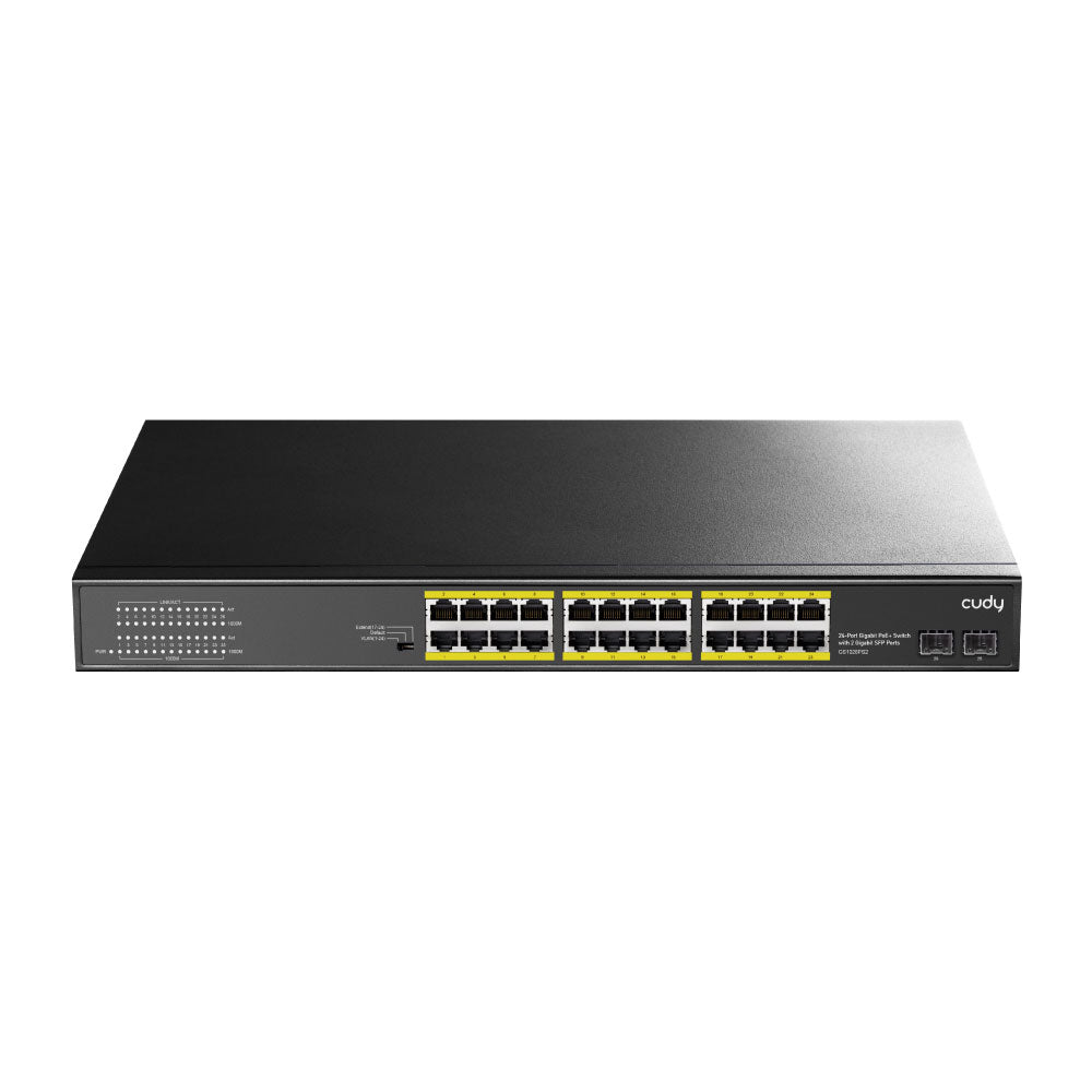 24 ports Gigabit 10/100/1000 BASE-T, 19 pouces, emplacement SFP 2-1000 BASE-X, 24 ports IEEE 802.3at PoE+ - SECUROTOP