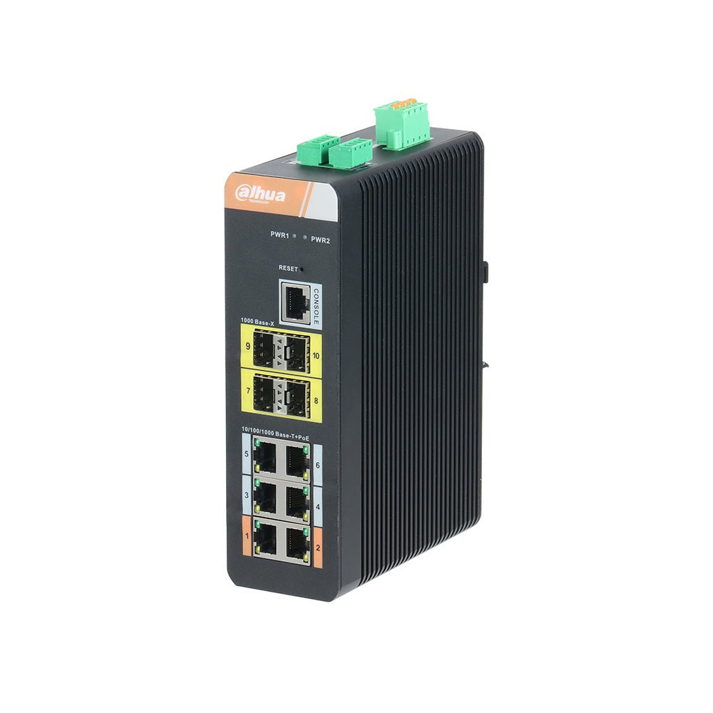 Switch industriel Gigabit à 10 ports avec PoE Gigabit à 6 ports (géré) - SECUROTOP