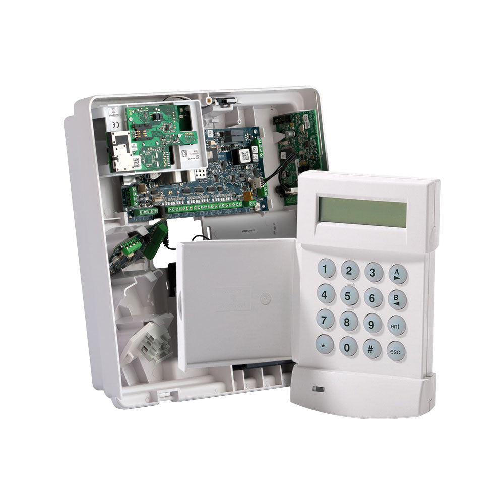 KIT CENTRAL GALAXY FLEX V3 12 À 20 Z. BOÎTIER PLASTIQUE MOYEN, CLAVIER MK7 ET PORTAIL RF. 2e ANNÉE - SECUROTOP