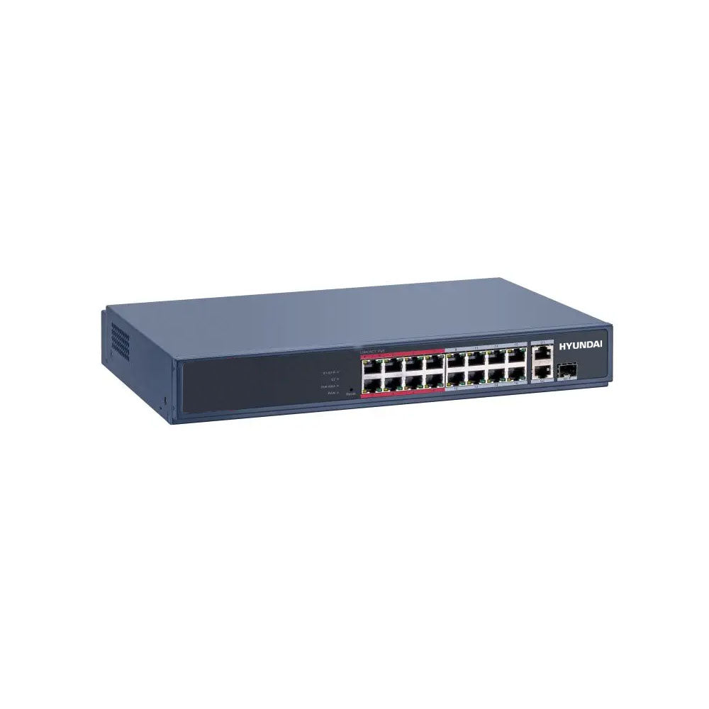 PoE Switch avec 18 ports cuivre 10/100 + 2 combo 1000. PoE 230W - SECUROTOP
