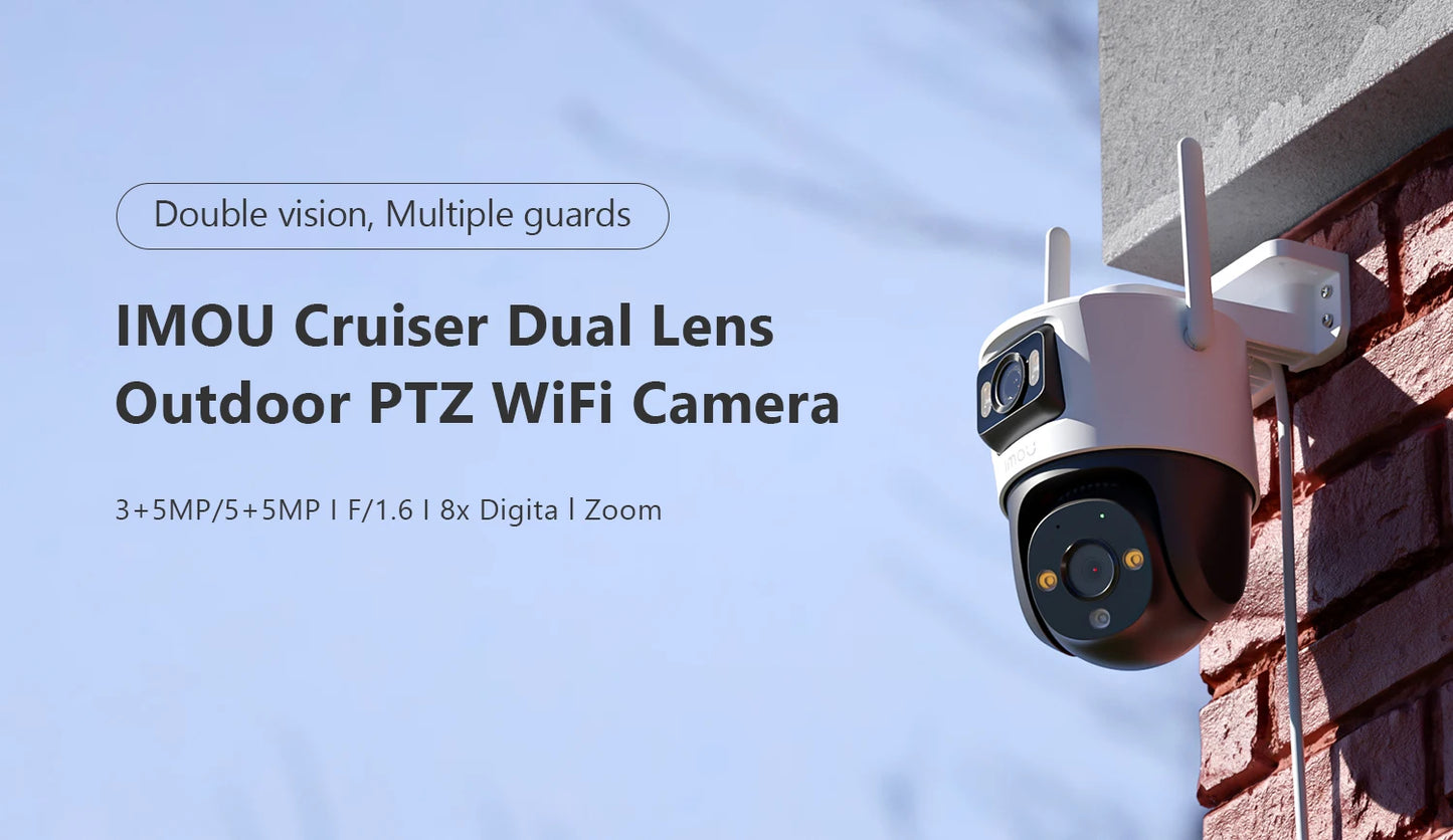 IMOU Dual Lens Outdoor Camera PT Camera Home Security IP Camera AI Human & Vehicle Detection Surveillance Camera 10 MP - SECUROTOP