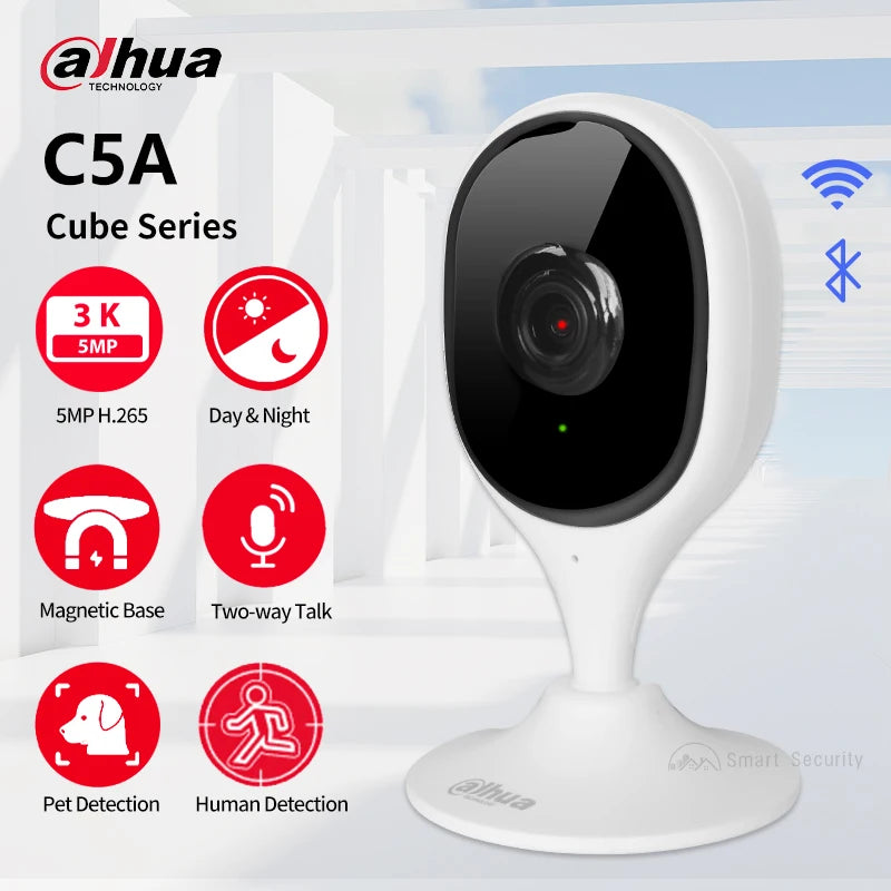 Dahua C5A 5MP Indoor Wifi Camera Smart Home 3K Baby Monitor Human & Pet Detection Two-way Talk Abnormal Sound Alarm Cube A1 Cam - SECUROTOP