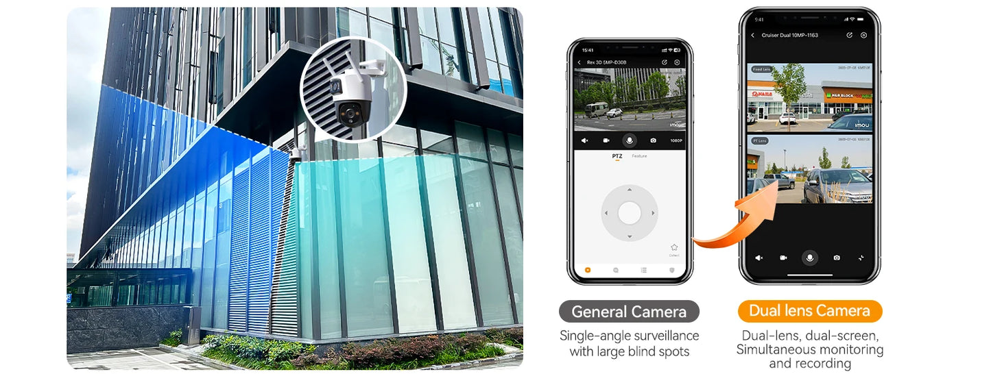 IMOU Dual Lens Outdoor Camera PT Camera Home Security IP Camera AI Human & Vehicle Detection Surveillance Camera 10 MP - SECUROTOP
