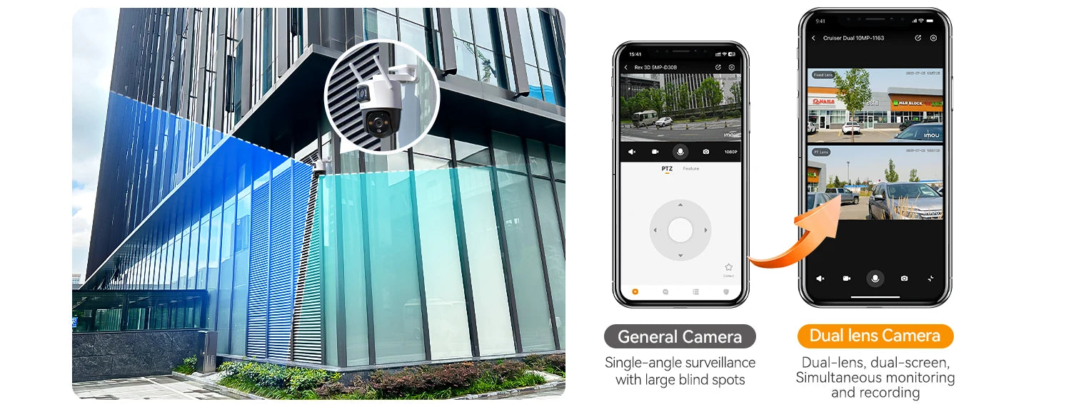 IMOU Dual Lens Outdoor Camera PT Camera Home Security IP Camera AI Human & Vehicle Detection Surveillance Camera 10 MP - SECUROTOP