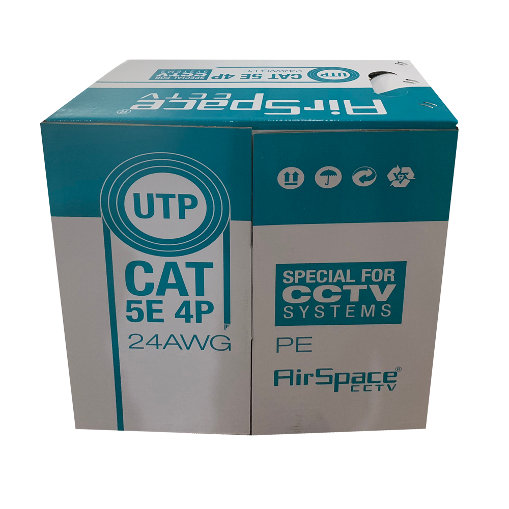 Bobine de câble-305m-UTP-Catégorie 5E-Conducteur 24AWG rigide-Couvercle spécial pour extérieur-Noir - SECUROTOP