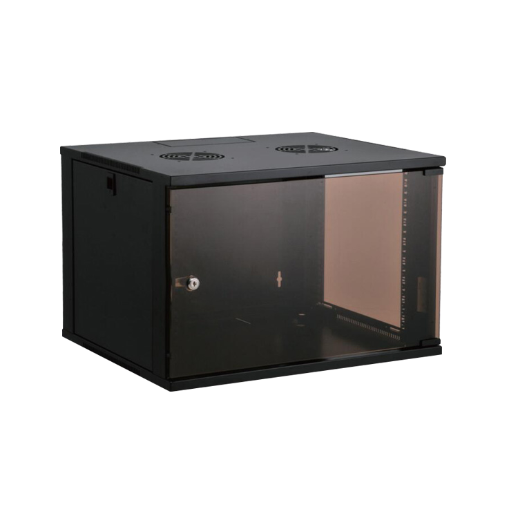 Armoire murale 540*450mm,6U, couleur noire, avec 1 PDU 6 ports et 1 étagère - SECUROTOP