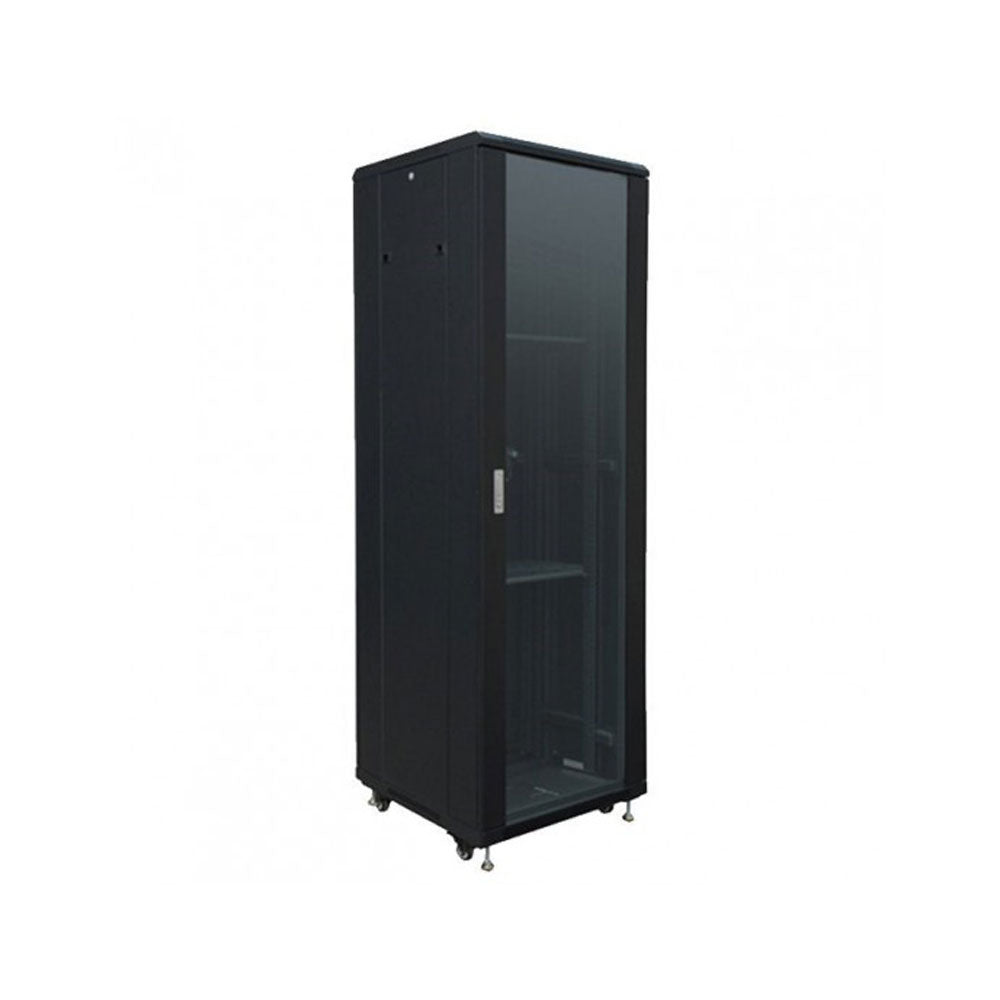 ARMOIRE RACK 42U 60X80 DÉMONTÉE AVEC PORTE EN VERRE ET PORTE ARRIÈRE EN MÉTAL - SECUROTOP