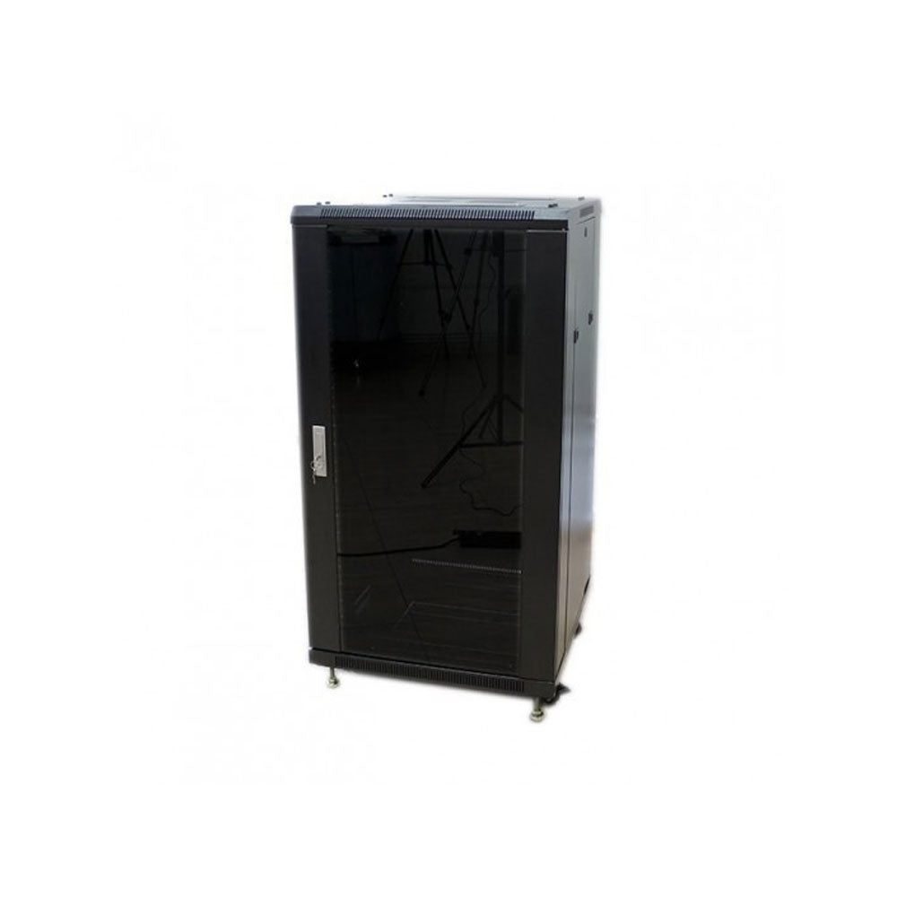 ARMOIRE RACK 32U 60X60 DÉMONTÉE AVEC PORTE EN VERRE ET PORTE ARRIÈRE EN MÉTAL - SECUROTOP