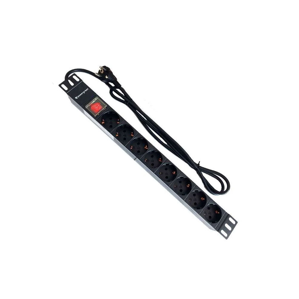 PDU TYPE FICHE 8 PRISES AVEC INTERRUPTEUR ET CÂBLE 2 M - SECUROTOP