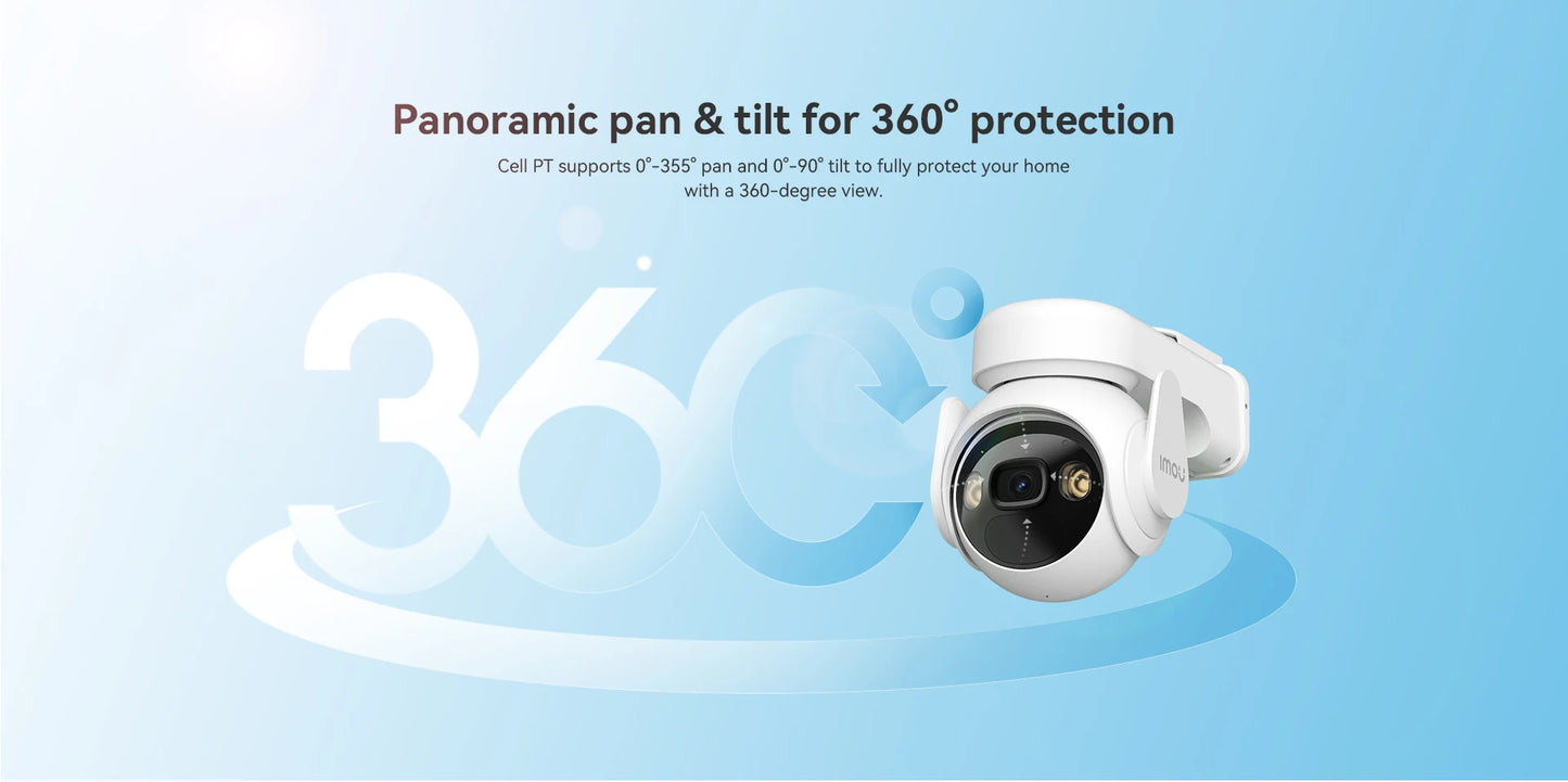 IMOU Cell PT 4G With Solar Panel 3MP Camera 15000mAh Battery Auto Tracking 4G LTE Network Two-way Talk Home Security Camera - SECUROTOP