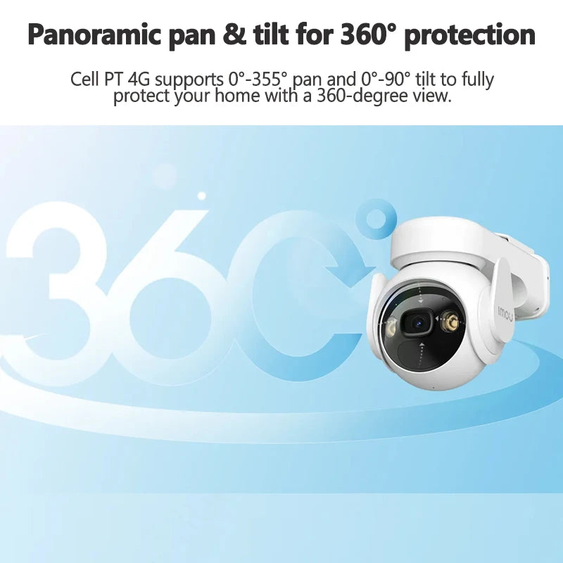 IMOU Cell PT 4G With Solar Panel 3MP Camera 15000mAh Battery Auto Tracking 4G LTE Network Two-way Talk Home Security Camera - SECUROTOP