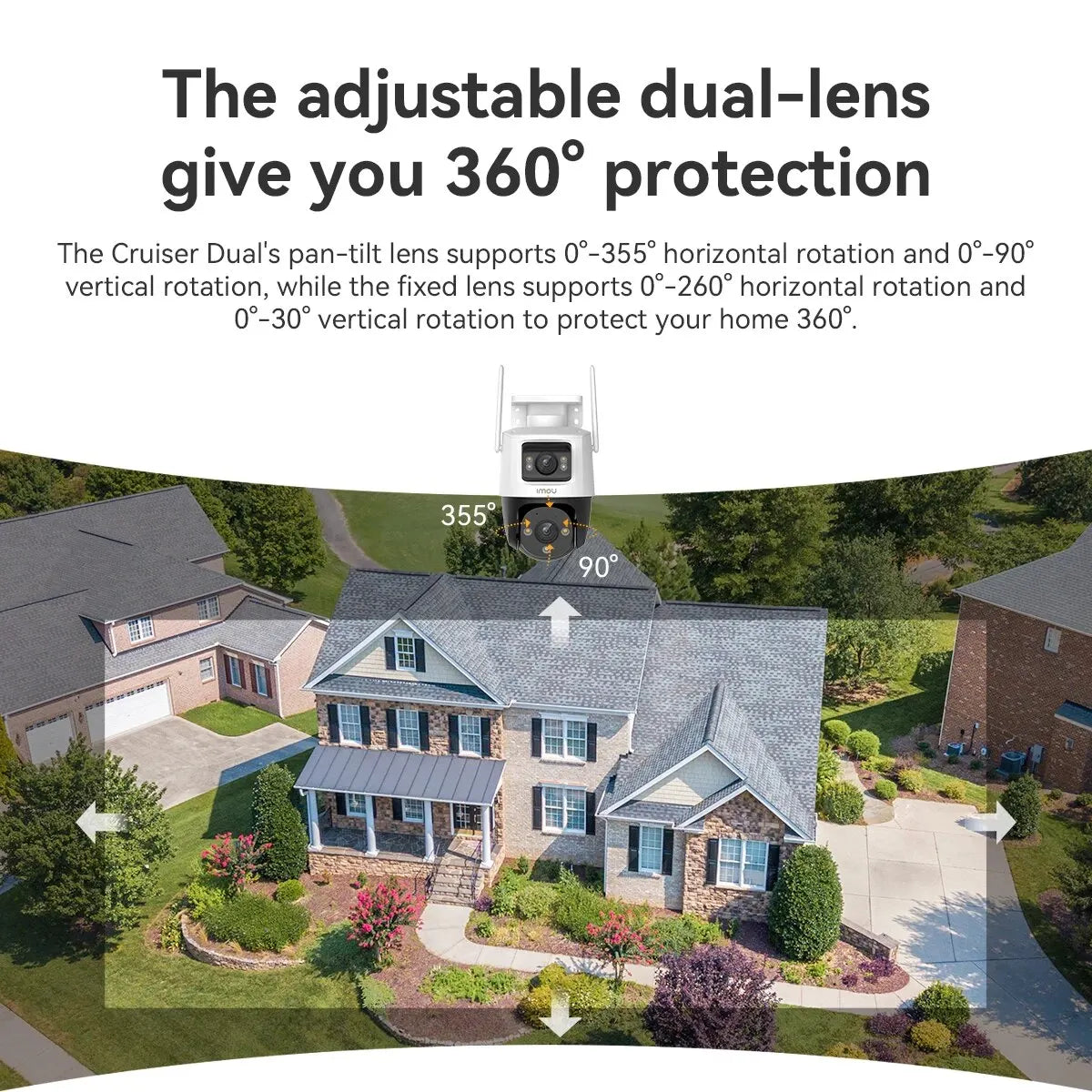 IMOU Dual Lens Outdoor Camera PT Camera Home Security IP Camera AI Human & Vehicle Detection Surveillance Camera 10 MP - SECUROTOP