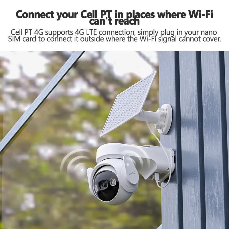 IMOU Cell PT 4G With Solar Panel 3MP Camera 15000mAh Battery Auto Tracking 4G LTE Network Two-way Talk Home Security Camera - SECUROTOP