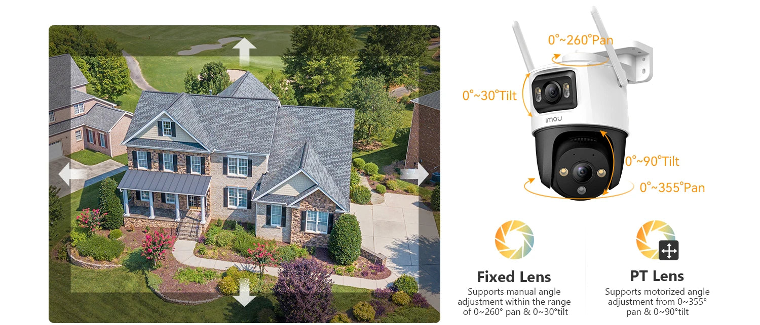 IMOU Dual Lens Outdoor Camera PT Camera Home Security IP Camera AI Human & Vehicle Detection Surveillance Camera 10 MP - SECUROTOP