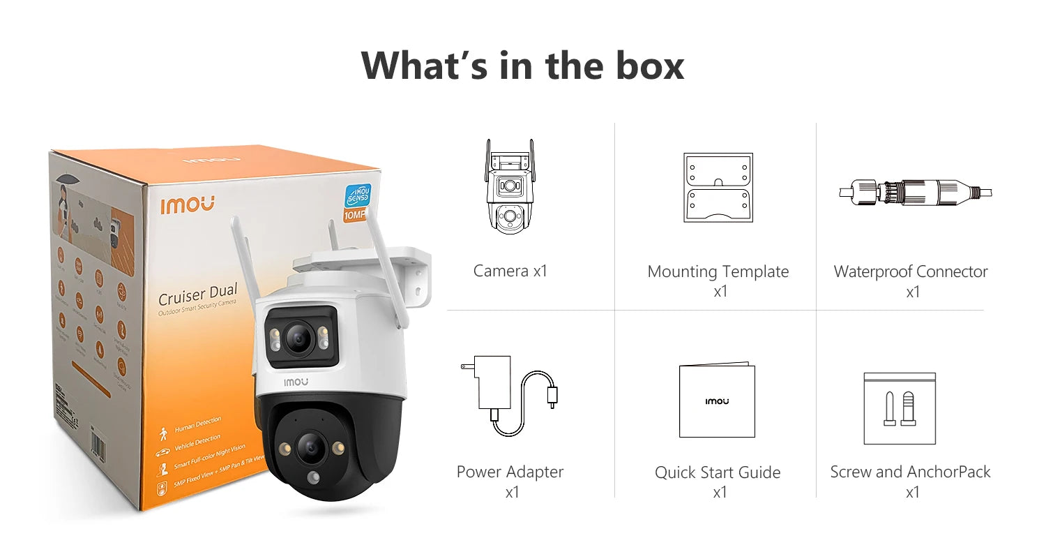 IMOU Dual Lens Outdoor Camera PT Camera Home Security IP Camera AI Human & Vehicle Detection Surveillance Camera 10 MP - SECUROTOP