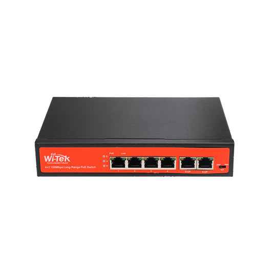 Commutateur PoE longue portée 4FE + 2FE, 250M, avec port 4PoE - SECUROTOP