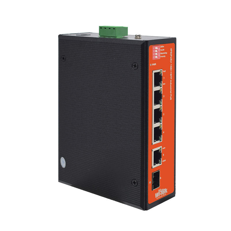 Commutateur PoE industriel de liaison montante fibre 4FE+1GE+1SFP avec 4 ports PoE - SECUROTOP