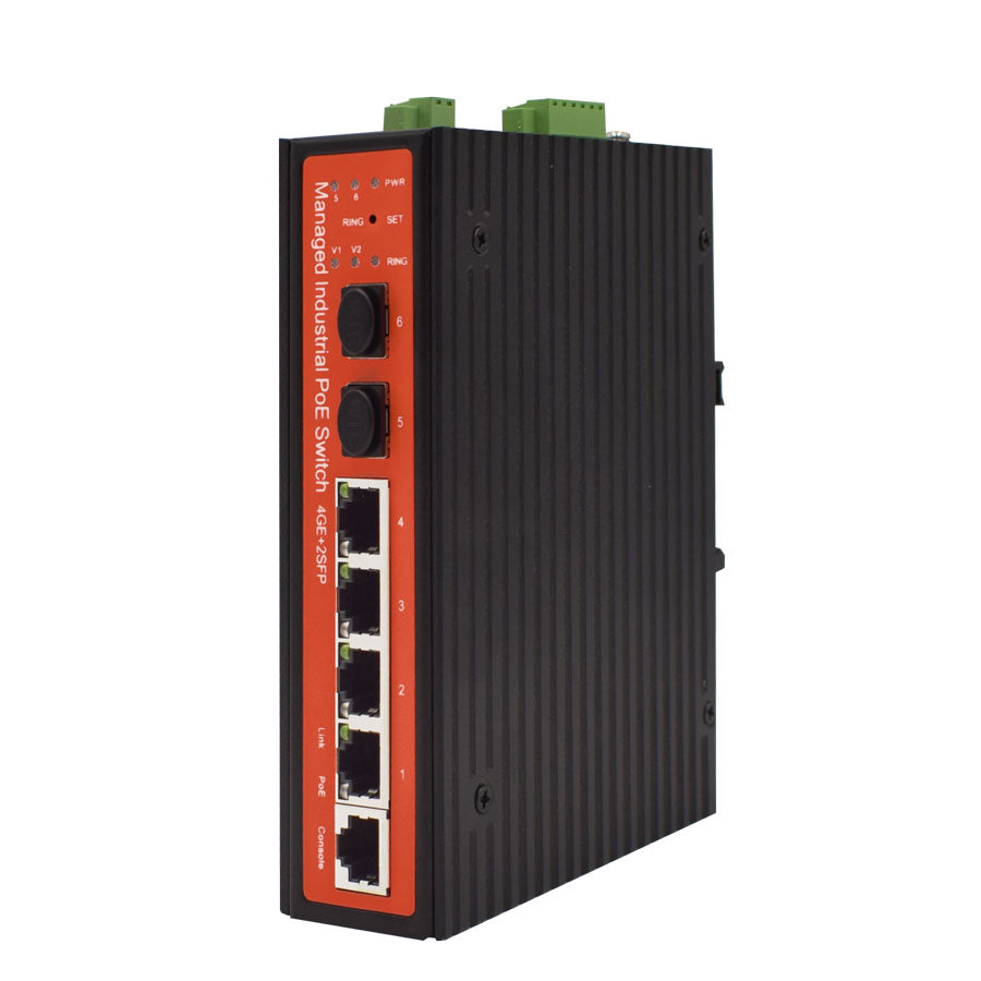 Commutateur PoE industriel géré par liaison montante fibre 4GE+2SFP avec 4 ports PoE - SECUROTOP