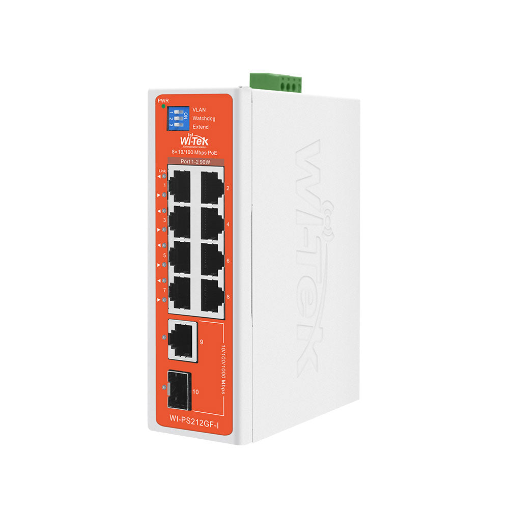 Commutateur PoE industriel de liaison montante fibre 8FE+GE+SFP avec 8 ports PoE - SECUROTOP