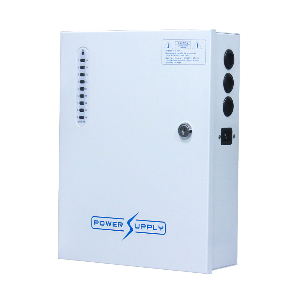 Sortie du boîtier d'alimentation UPS : 12VDC, 18CH, 20A - SECUROTOP