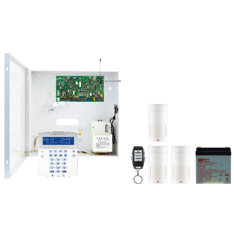 KIT HYBRIDE MAGELLAN 5 ZONES+ CLAVIER LCD BLEU +3 PIR+BAT+TELECOMMANDE - SECUROTOP