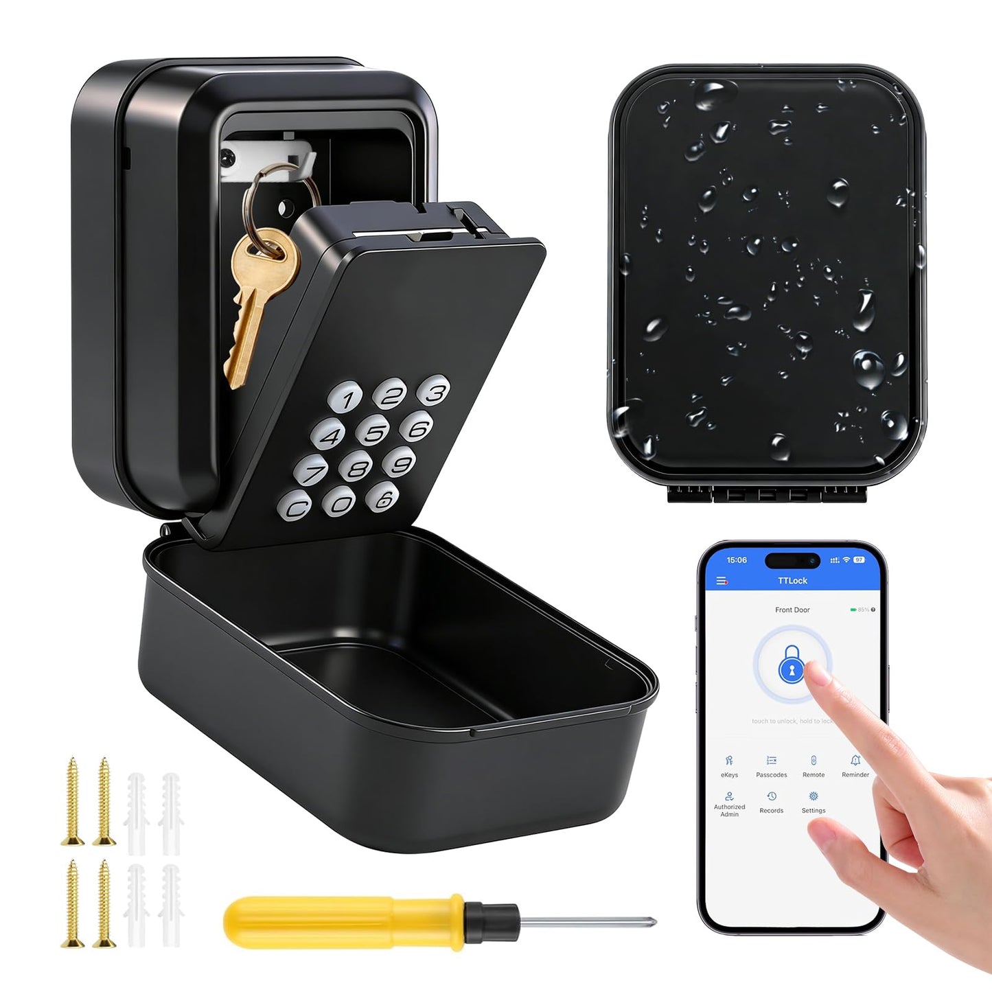Boite a Clefs Securisee Exterieur, Connectée Bluetooth pour Airbnb, Maison, Usine, Garage