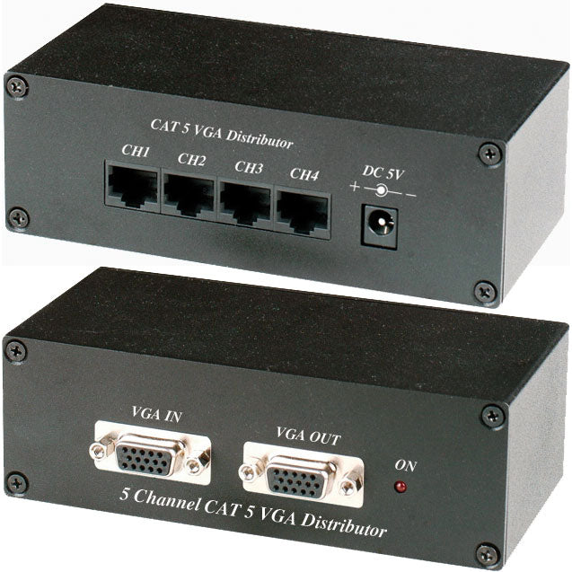 AMPLIFICATEUR DE DISTRIBUTION 1 EN-5 SORTIE VGA CAT5 À DISTANCE - SECUROTOP