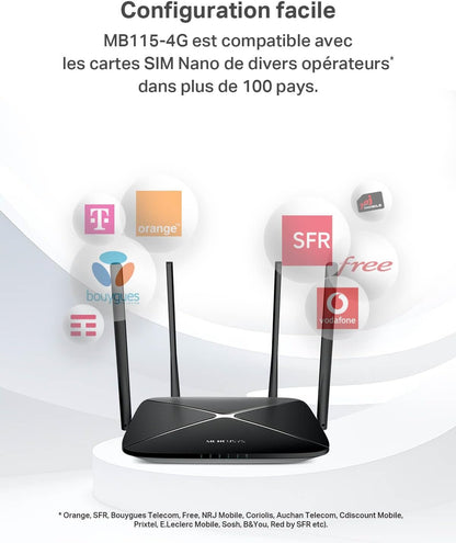 MERCUSYS MB115-4G Routeur 4G LTE Wi-Fi N300
