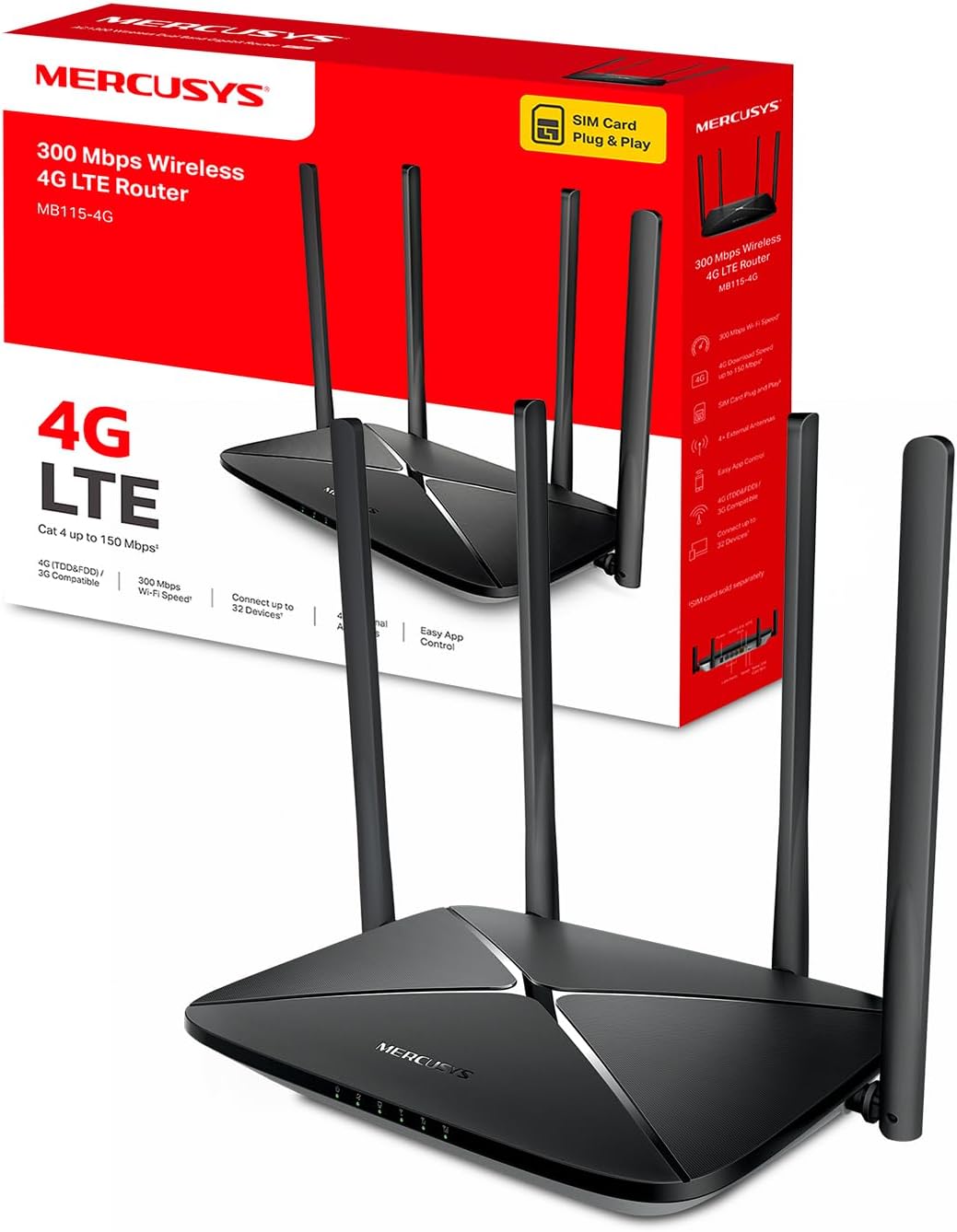 MERCUSYS MB115-4G Routeur 4G LTE Wi-Fi N300