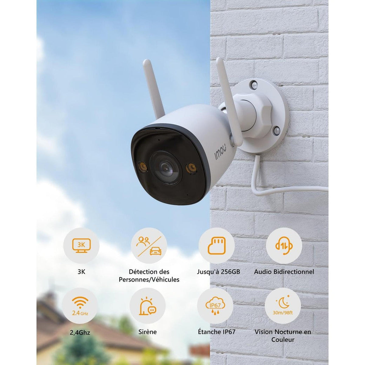 Imou Bullet 3 Caméra Extérieure Wi-Fi Spot LED