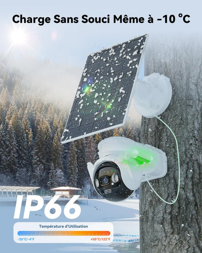 Caméra IP Wi-Fi et 4G 5MP avec batterie, panneau solaire et détection humaine