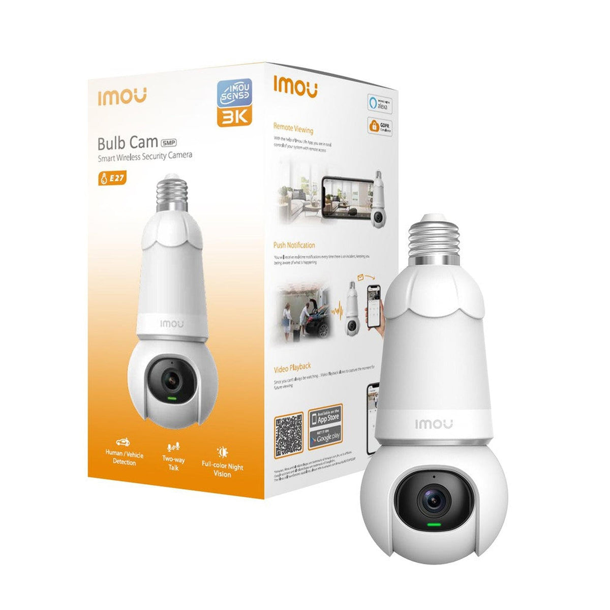 Imou Ampoule 3MP Caméra Intérieure Wi-Fi Rotative