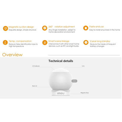 Imou Détecteur de Mouvement Connecté Sans Fil ZigBee