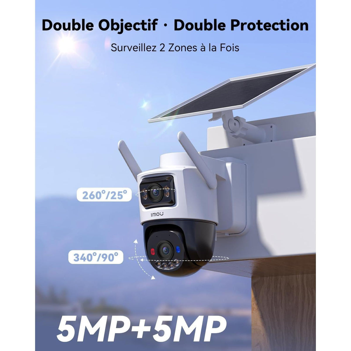 Imou AOV Dual Caméra de Surveillance Extérieure 4G Wi-Fi Solaire