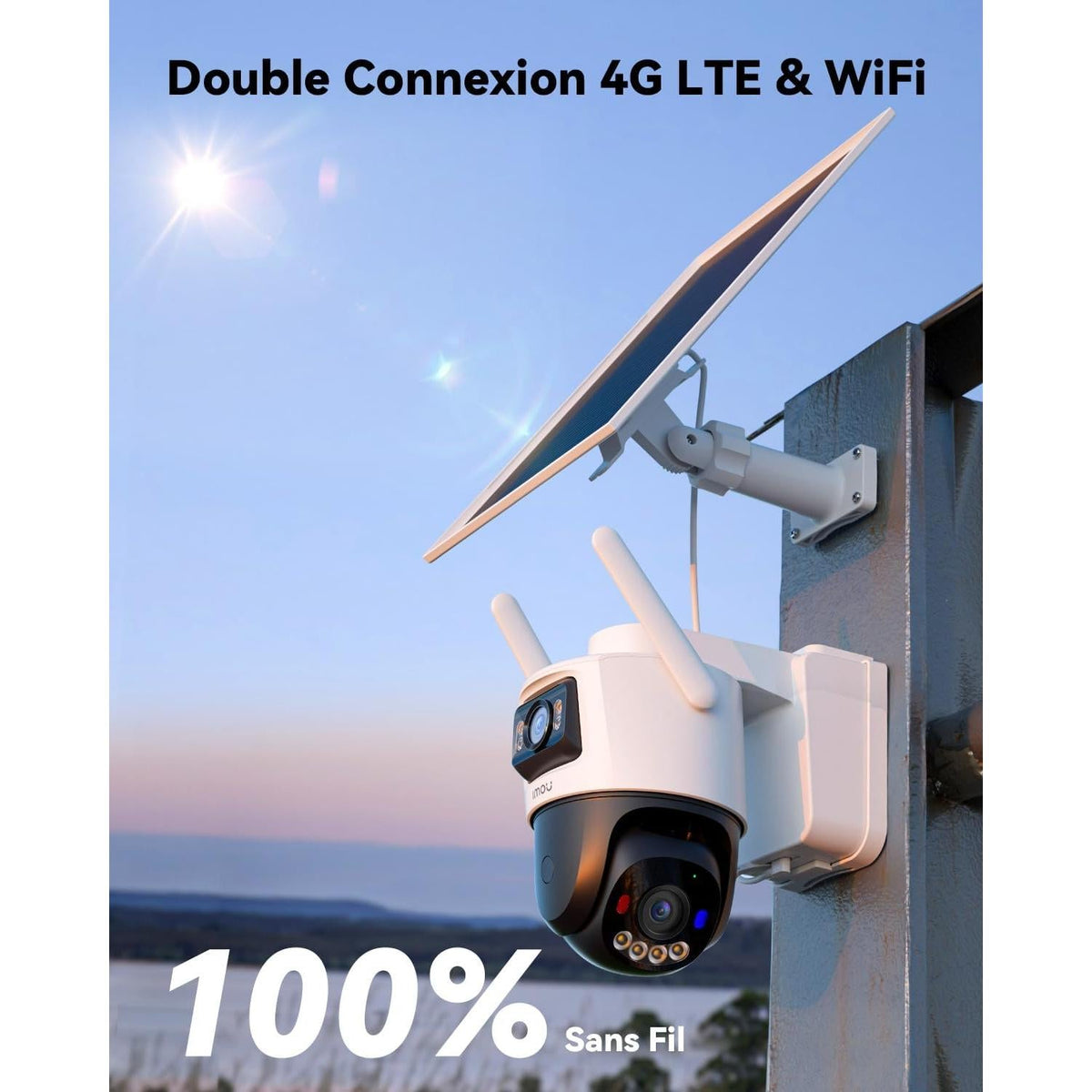 Imou AOV Dual Caméra de Surveillance Extérieure 4G Wi-Fi Solaire