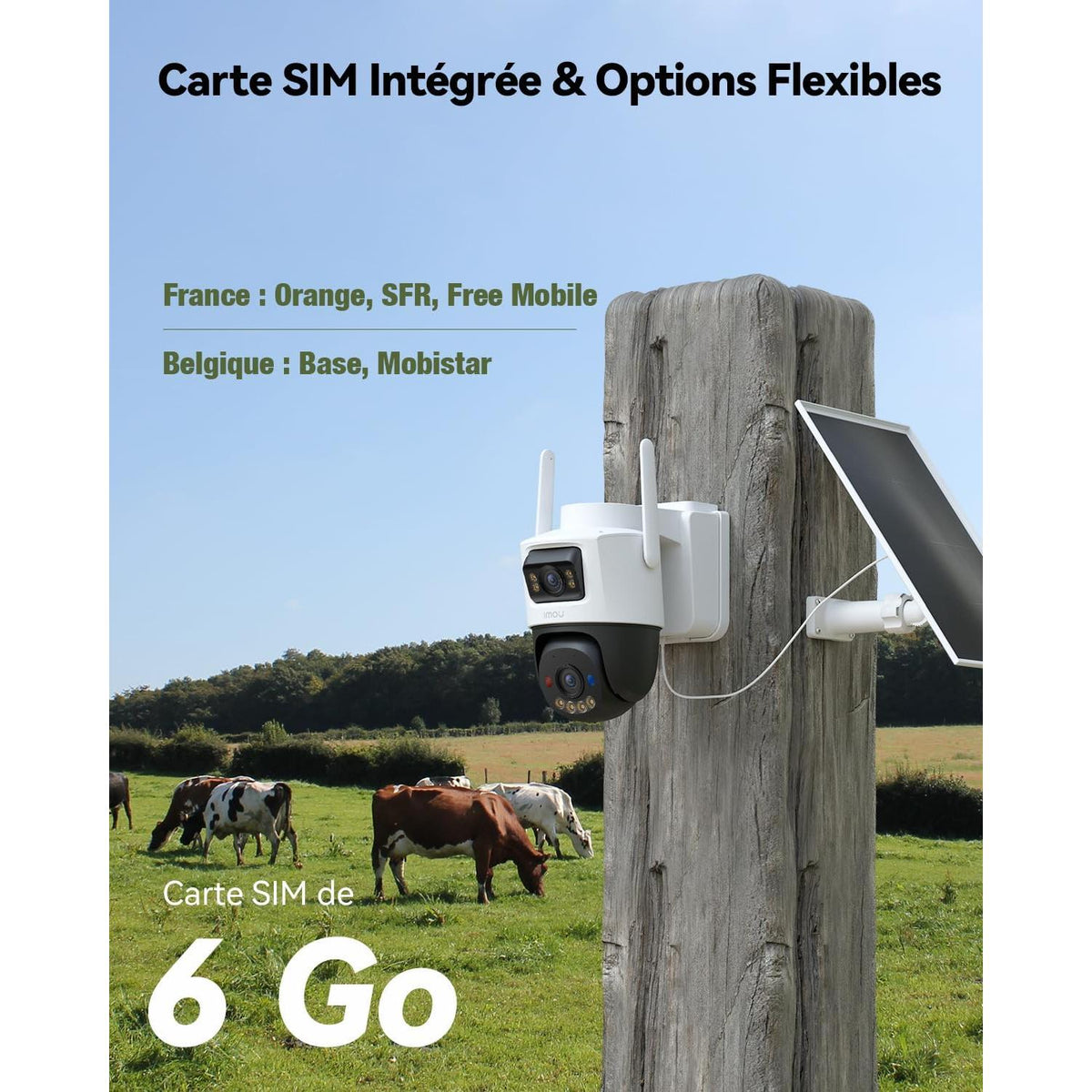 Imou AOV Dual Caméra de Surveillance Extérieure 4G Wi-Fi Solaire