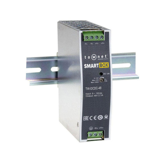 Convertisseur industriel sur rail DIN ; Entrée 9-18 Vcc ; Sortie unique 24 Vdc à 4,2 A Smart Box L75 - SECUROTOP