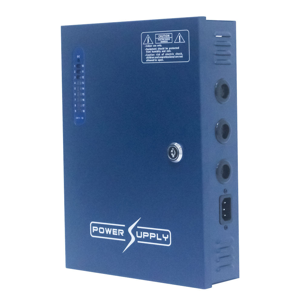 Sortie du boîtier d'alimentation CCTV : 12VDC, 18CH, 20A - SECUROTOP