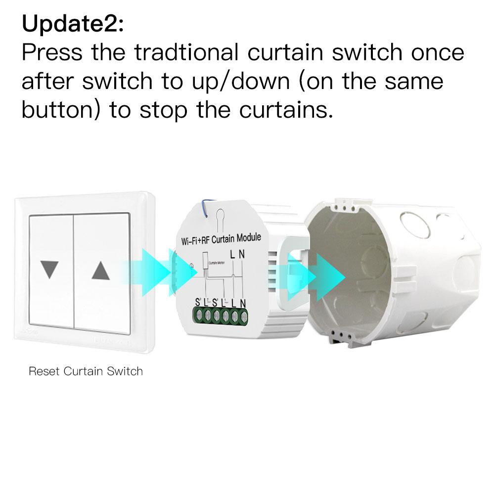 MOES WiFi Mini Module Interrupteur Rideau Connecté 90-250V 500W 2A