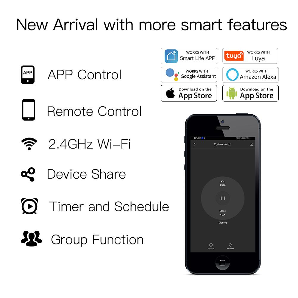 MOES WiFi Mini Module Interrupteur Rideau Connecté 90-250V 500W 2A