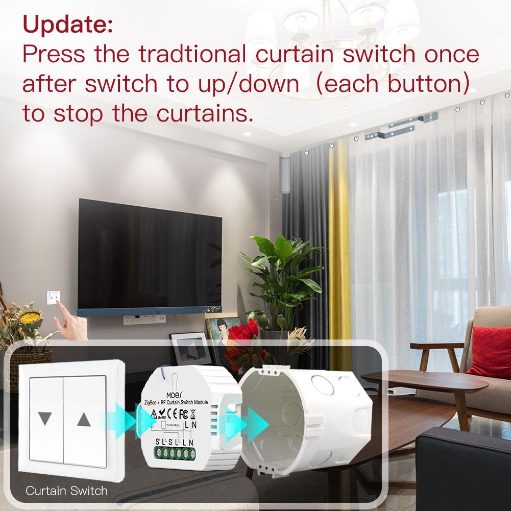 MOES ZRM-108-MS Module Interrupteur Volet Roulant ZigBee RF433