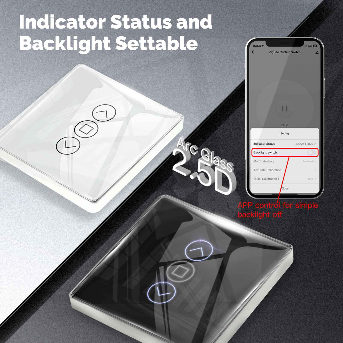 MOES ZTS-EUR-C Interrupteur Rideau Connecté ZigBee RF433